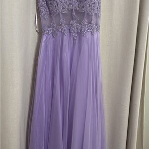 Elegant Lavender Gown with Floral Embellishments